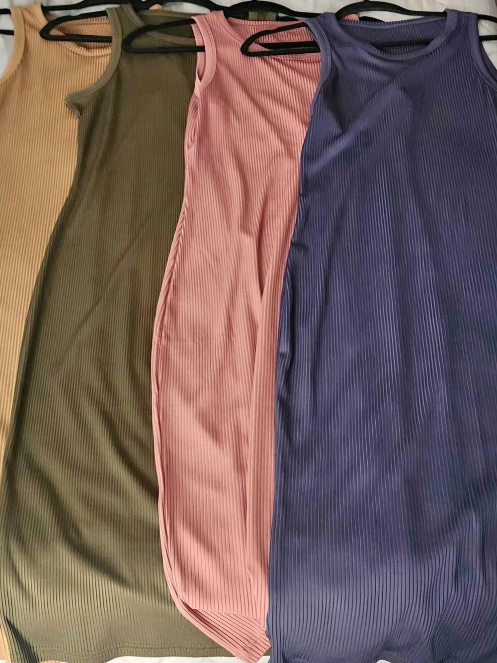 4 Women’s Ribbed Midi Skirt - Pink, Olive, Mauve, Blue. 4 For The Price Of One.
